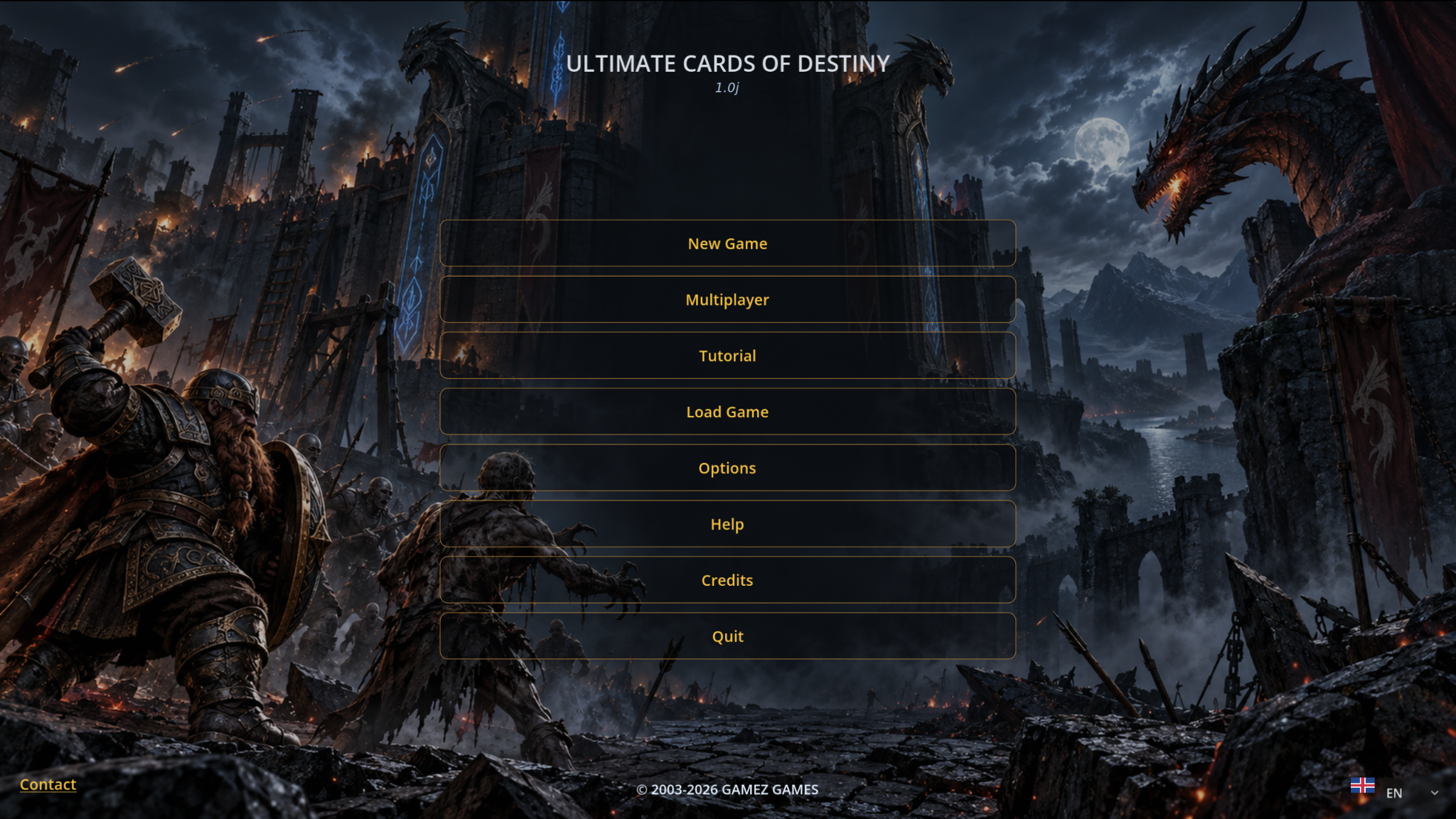 Ultimate Cards of Destiny main menu