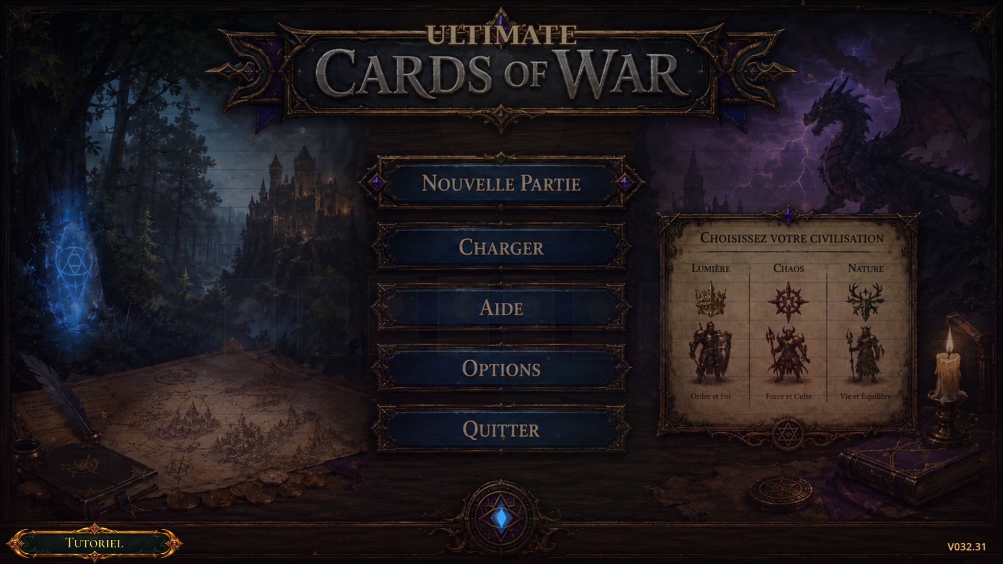 Ultimate Cards of War main menu